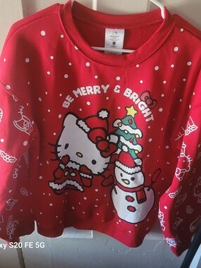Hello Kitty Light Up Red Holiday Crewneck Sweatshirt with Festive Graphics
